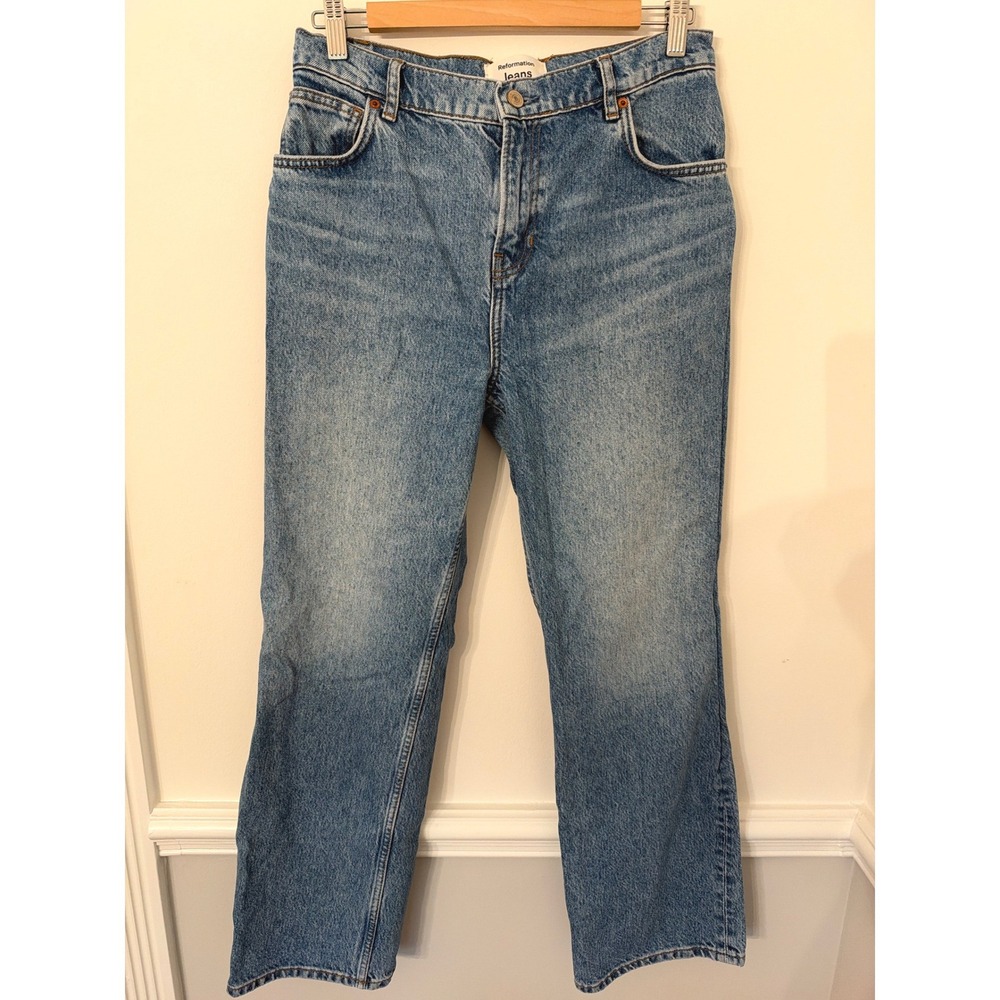Reformation Abby Low Rise Straight Jeans Medium Wash Size 30 Short
